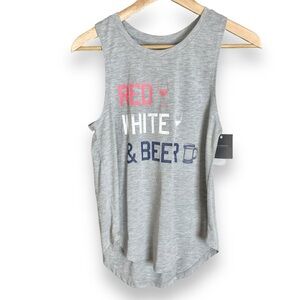 Grayson Threads NWT Tank Top Red White & Beer Gray Athletic 4th of July XS Women